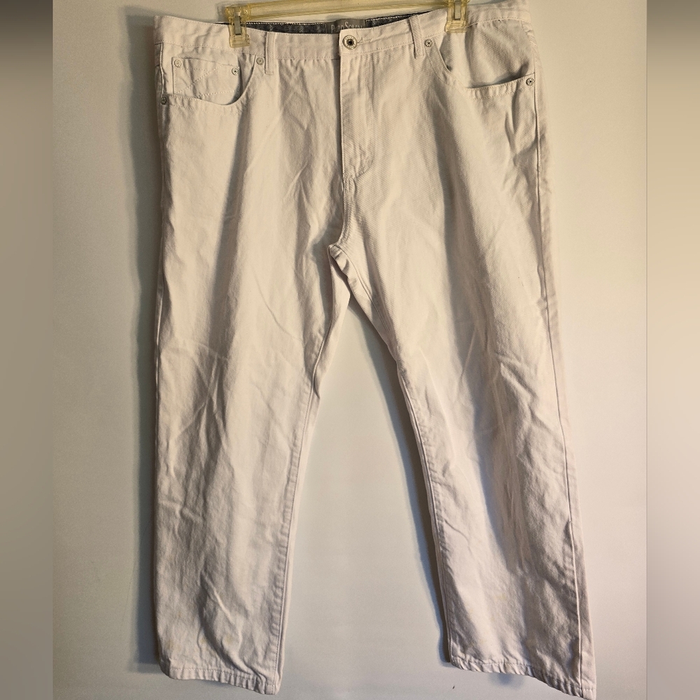PAULO SOLARI MENS MODERN FIT PANTS JEANS WHITE COTTON SIZE 42X30